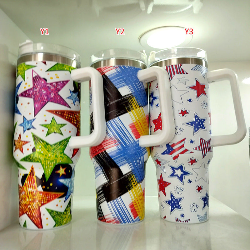 Wholesale Tumbler 40oz Large Capacity 304 Stainless Steel Cup with Printed Handle